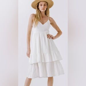 Endless Rose Two Tiered White Midi Dress
